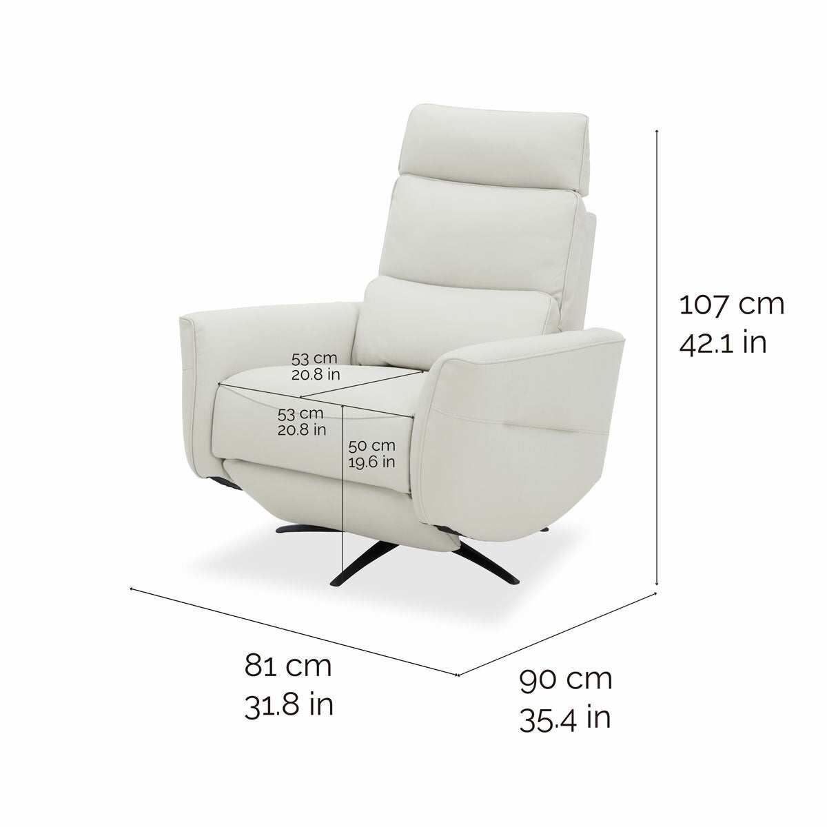 Aiden & Ivy Elton Cream Leather Manual Reclining Chair Aiden & Ivy Elton Cream Leather Manual Reclining Chair
