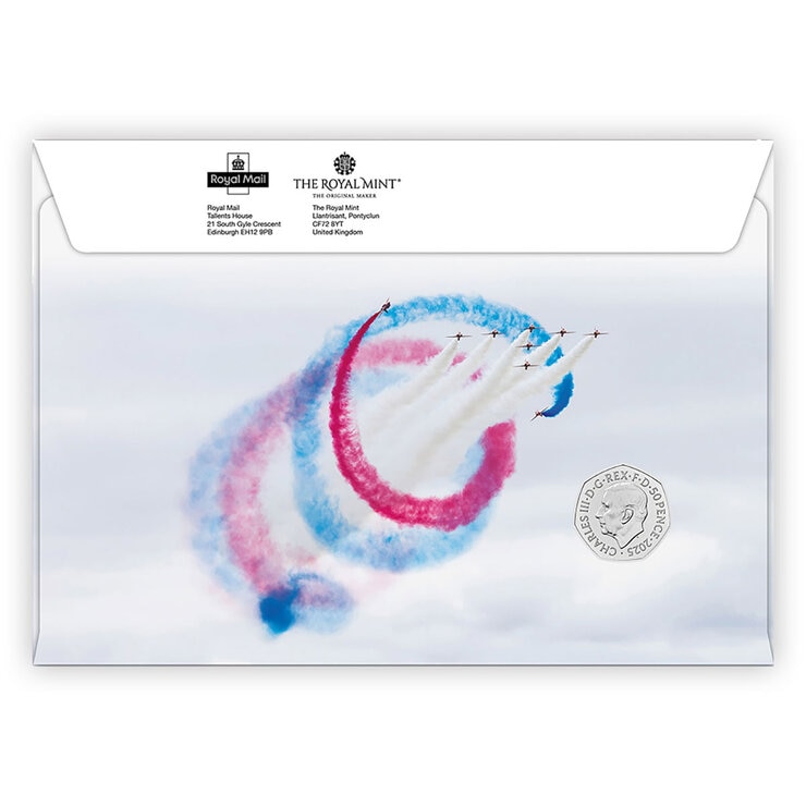 Red Arrows 50p Brilliant Uncirculated Coin Cover from Royal Mail and The Royal Mint