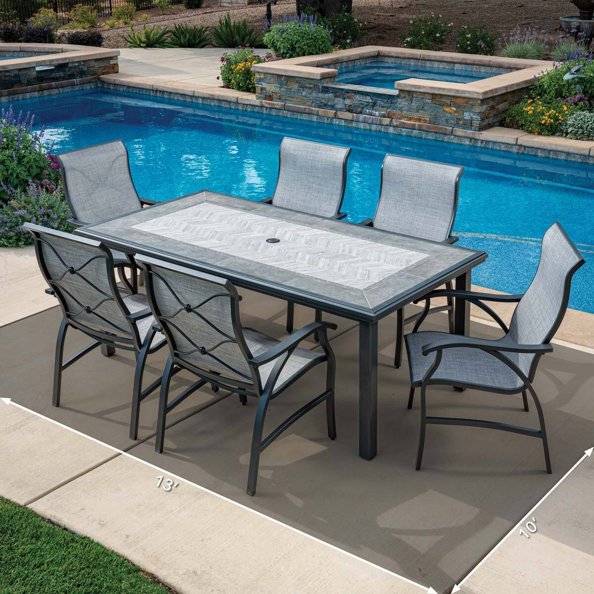 SunVilla Santa Fe 7 Piece Sling Dining Patio Set + Cover Costco UK
