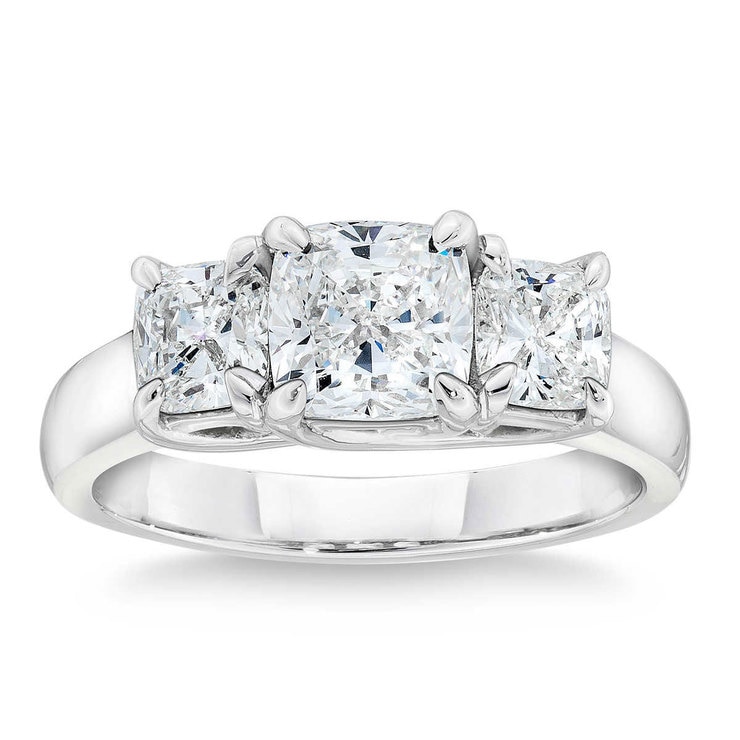 4.53ctw Cushion Cut Diamond 3 Stone Ring, Platinum Costco UK