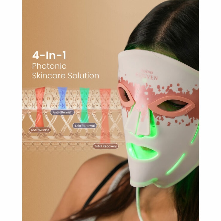 Lifestyle image of Renpho Artimis Blush Light Mask with 4 in 1 photonic skincare solution