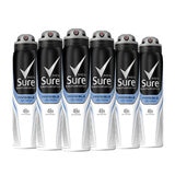 Sure Men Non-Compressed Antiperspirant, 6 x 250ml