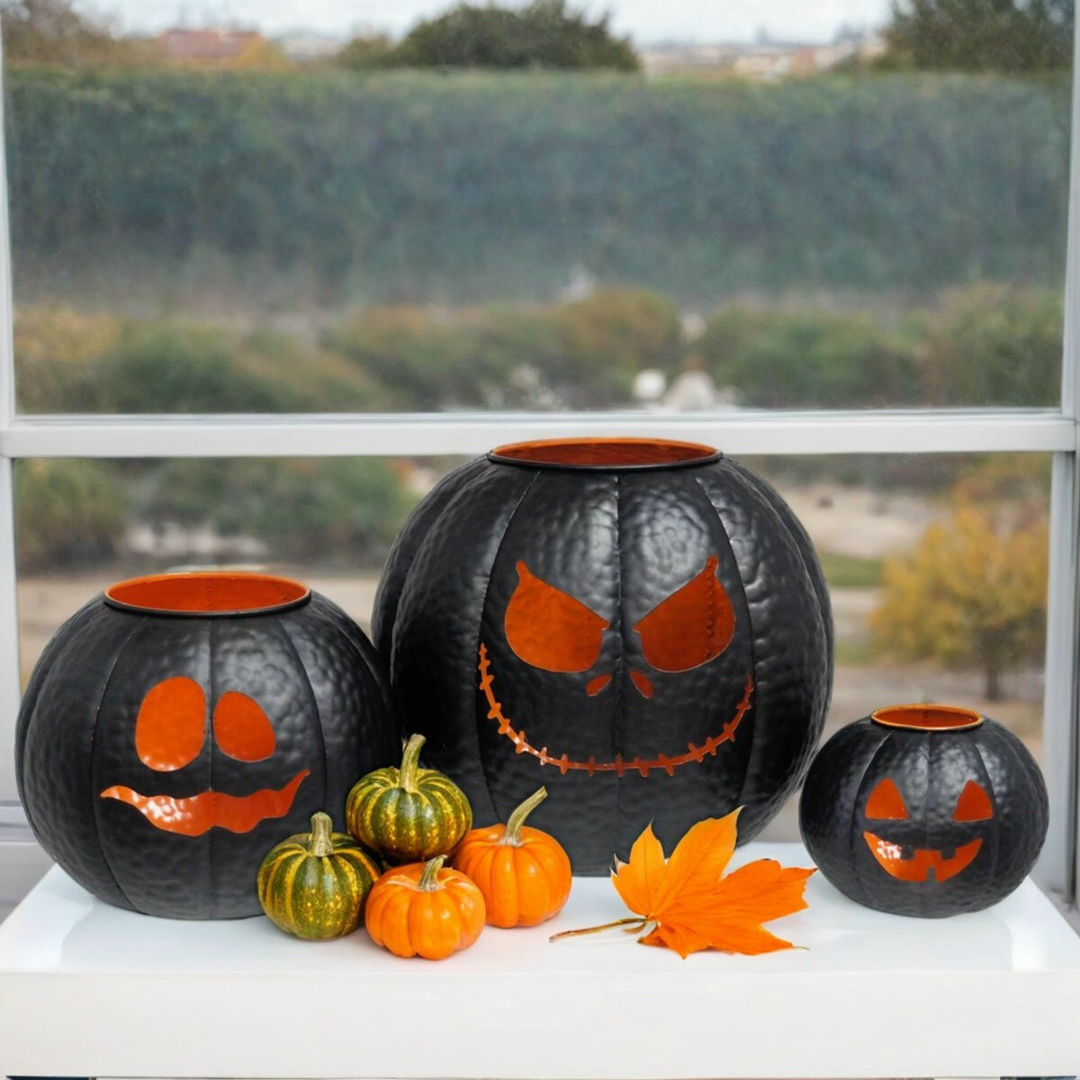 Metal Pumpkin lantern 3 pieces