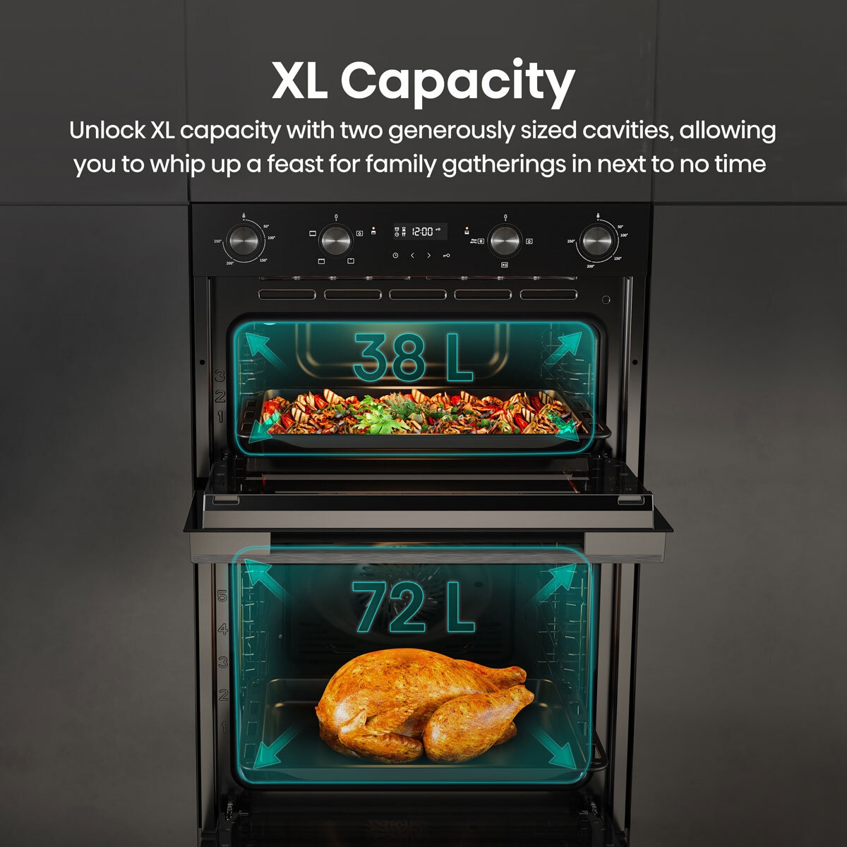 Hisense Hi6 BID914221CDBG Electric Built-in Double Oven, A Rated in Black