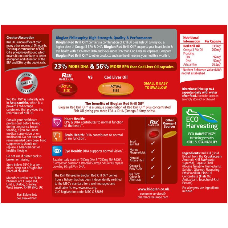 Bioglan Red Krill Oil, 2 x 30 Capsules (1 Month Supply) Costco UK