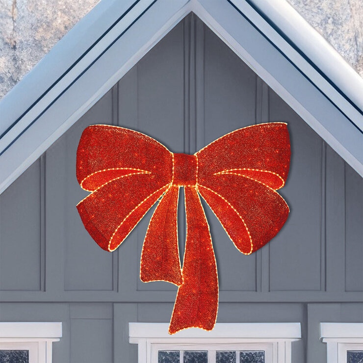 48 Inch (1.2m) Glitter String Red Bow with LED Lights