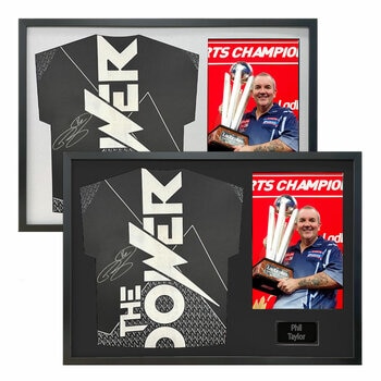 Phil Taylor Signed Framed Darts Shirt including 1 Photo in 2 Options: White or Black Mount