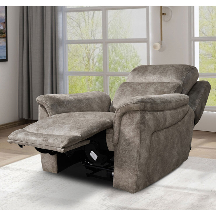 Oscar Grey Fabric Power Reclining Armchair with Power Headrest