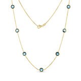 Blue Topaz Necklace, 14k Yellow Gold