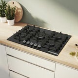 Bosch Series 6 PPQ7A6I40, Tempered Glass 75cm Gas Hob in Black Bosch Series 6 PPQ7A6I40, Tempered Glass 75cm Gas Hob in Black
