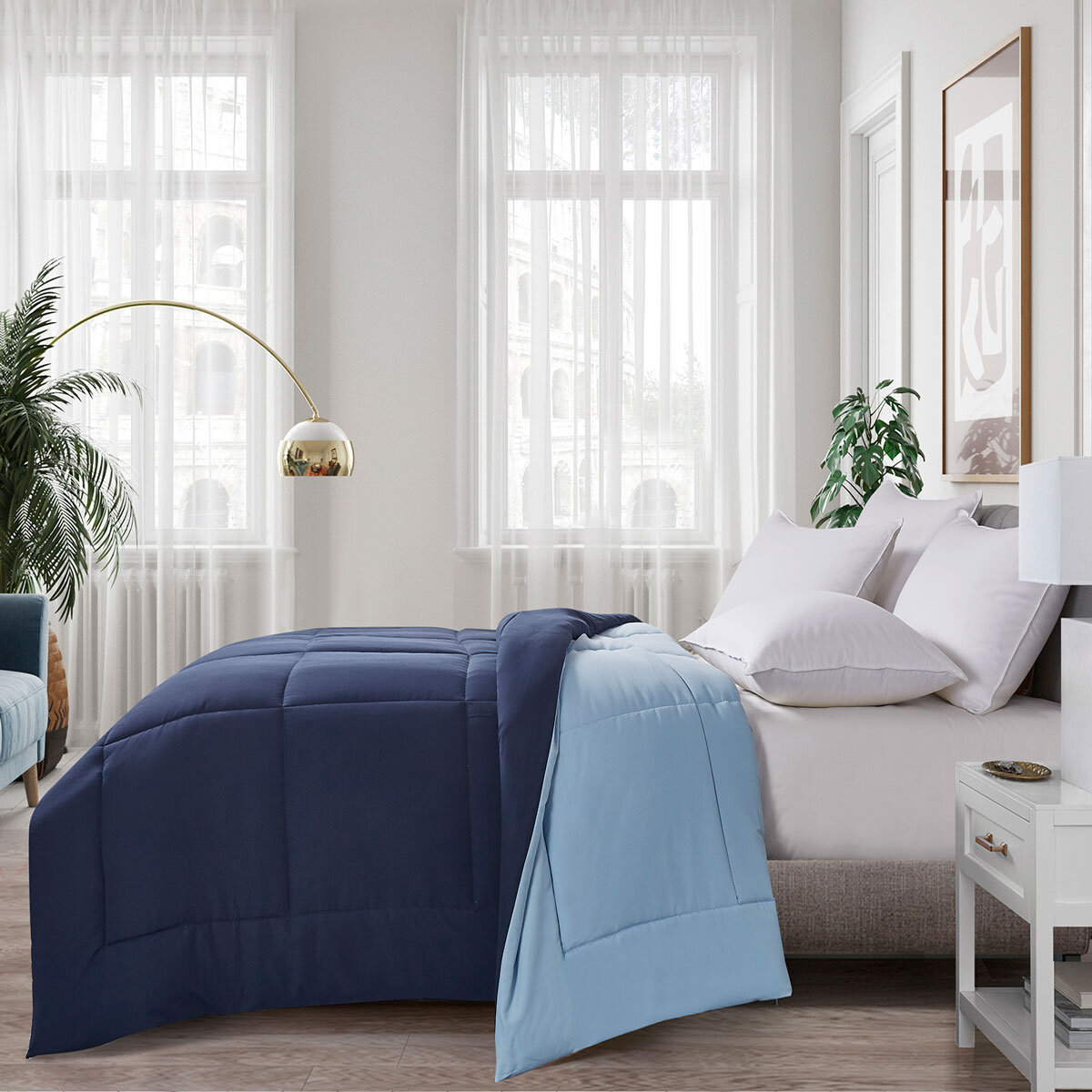 Hotel Grand Reversible Coverless Double Duvet in Blue