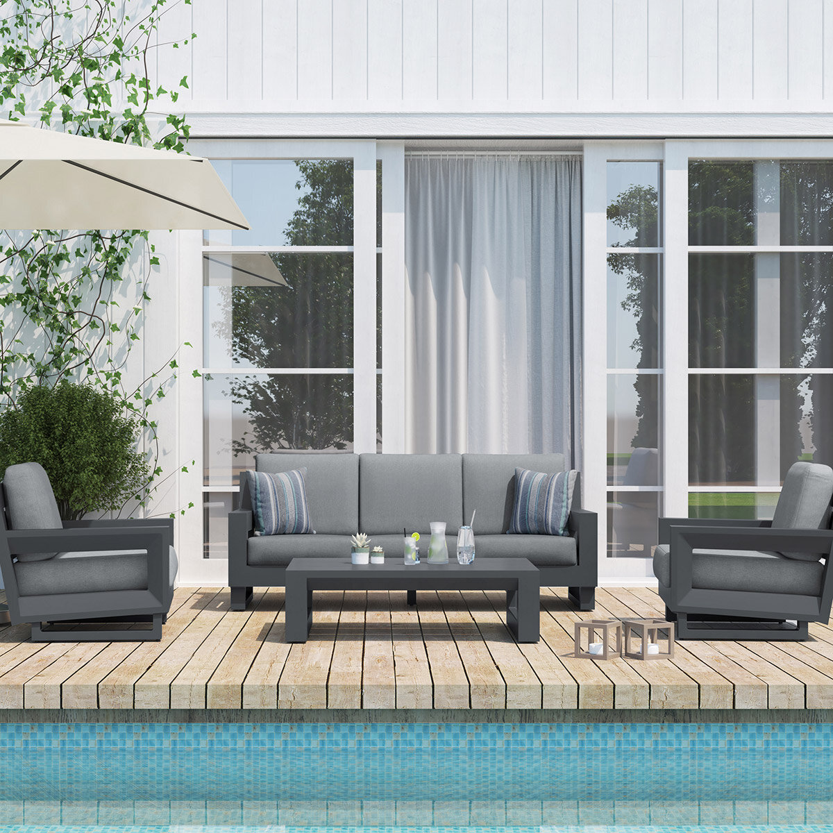 OVE Decors Beaumont 4 Piece Deep Seating Set + Cover