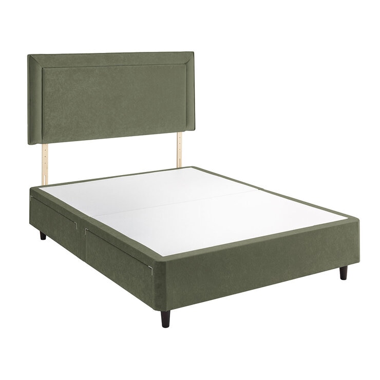 Silentnight Velvet 4 Drawer Divan Base with Malvern Headboard in Hunter in 3 Sizes