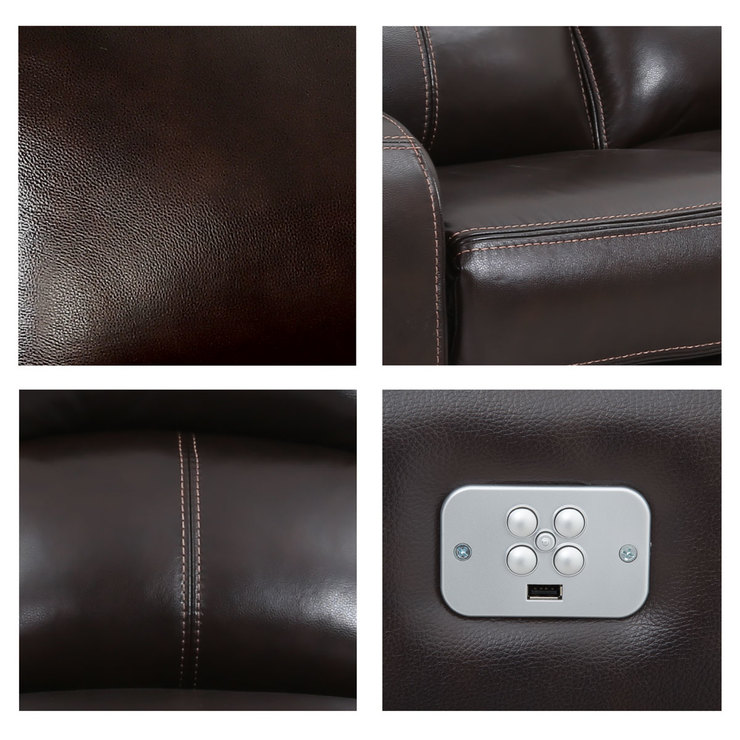 Zach 2 Seater Brown Leather Power Recliner Sofa Costco UK