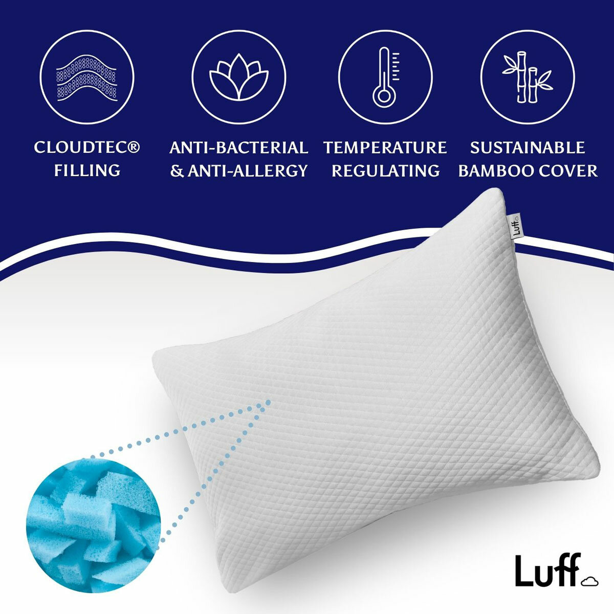 Luff Luxury Bamboo Memory Foam Pillow 8