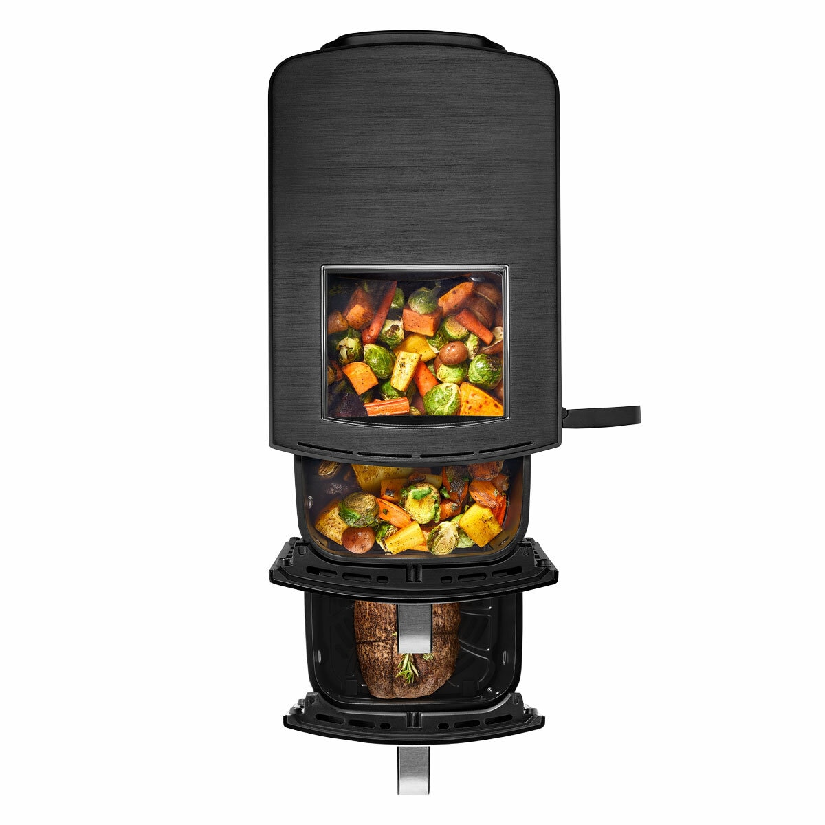 Gourmia Dual Basket Air Fryer showing top view window