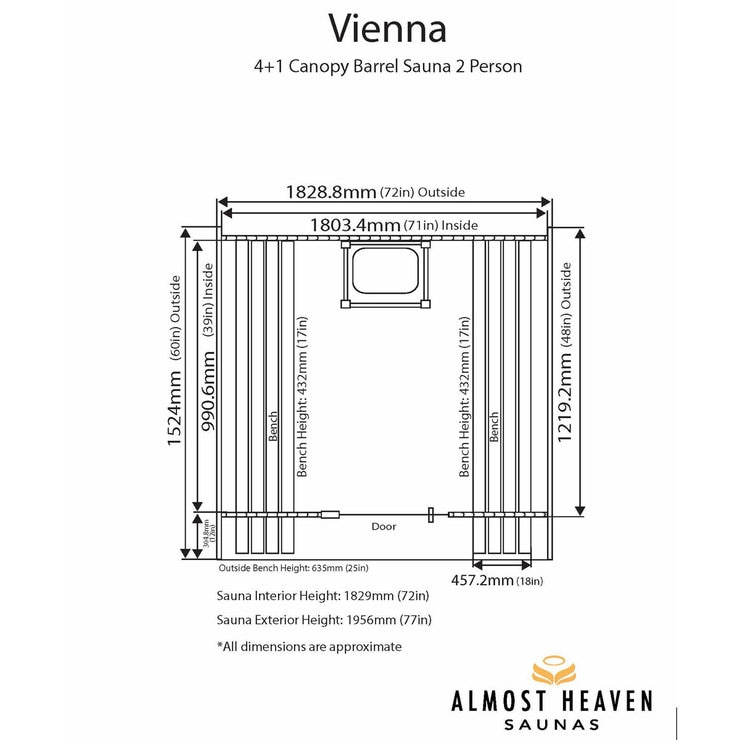 Almost Heaven Holton 2 Person Barrel Steam Sauna Costco UK