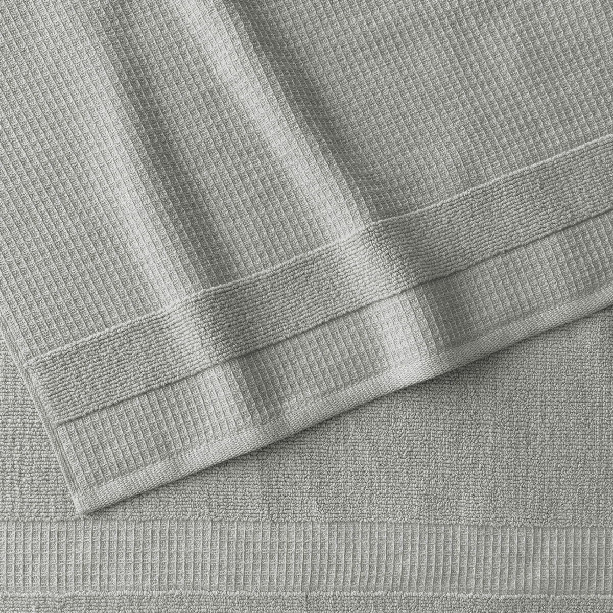 Welhome 100% Cotton Waffle Bath Towel, Grey