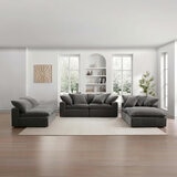 Aiden & Ivy Sereen Dark Grey Fabric 6 Piece Modular Sofa