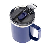 Blue mug showing lid