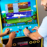 Lifestyle image of a man and child playing on the machine