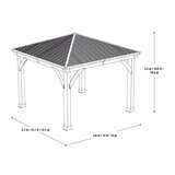 Yardistry 12ft x 12ft (3.6 x 3.6m) Wooden Gazebo with Peaked Aluminium Roof