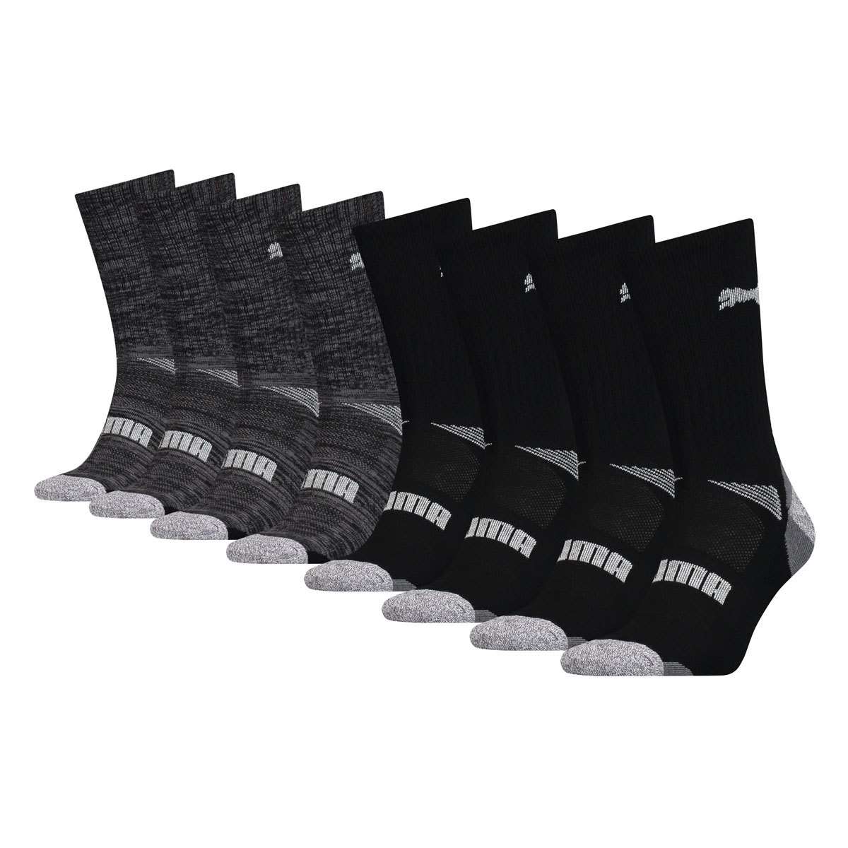 Puma No Show Men's Socks, 8 Pack in Charcoal, Size 9-11