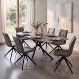 Indus Valley Skylar Ceramic Extending Dining Table + 6 Grey Chairs, Seats 6-8