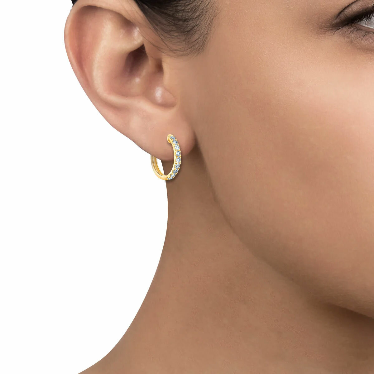 0.50ctw Round Brilliant Cut Diamond Hoop Earrings, 14ct Yellow Gold