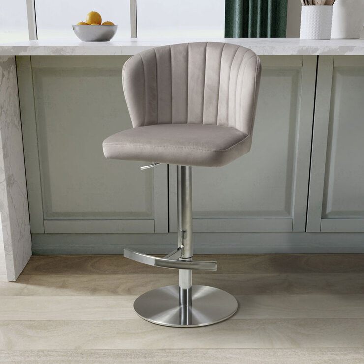 Sigma Mink Brushed Velvet Bar Stool Sigma Mink Brushed Velvet Bar Stool
