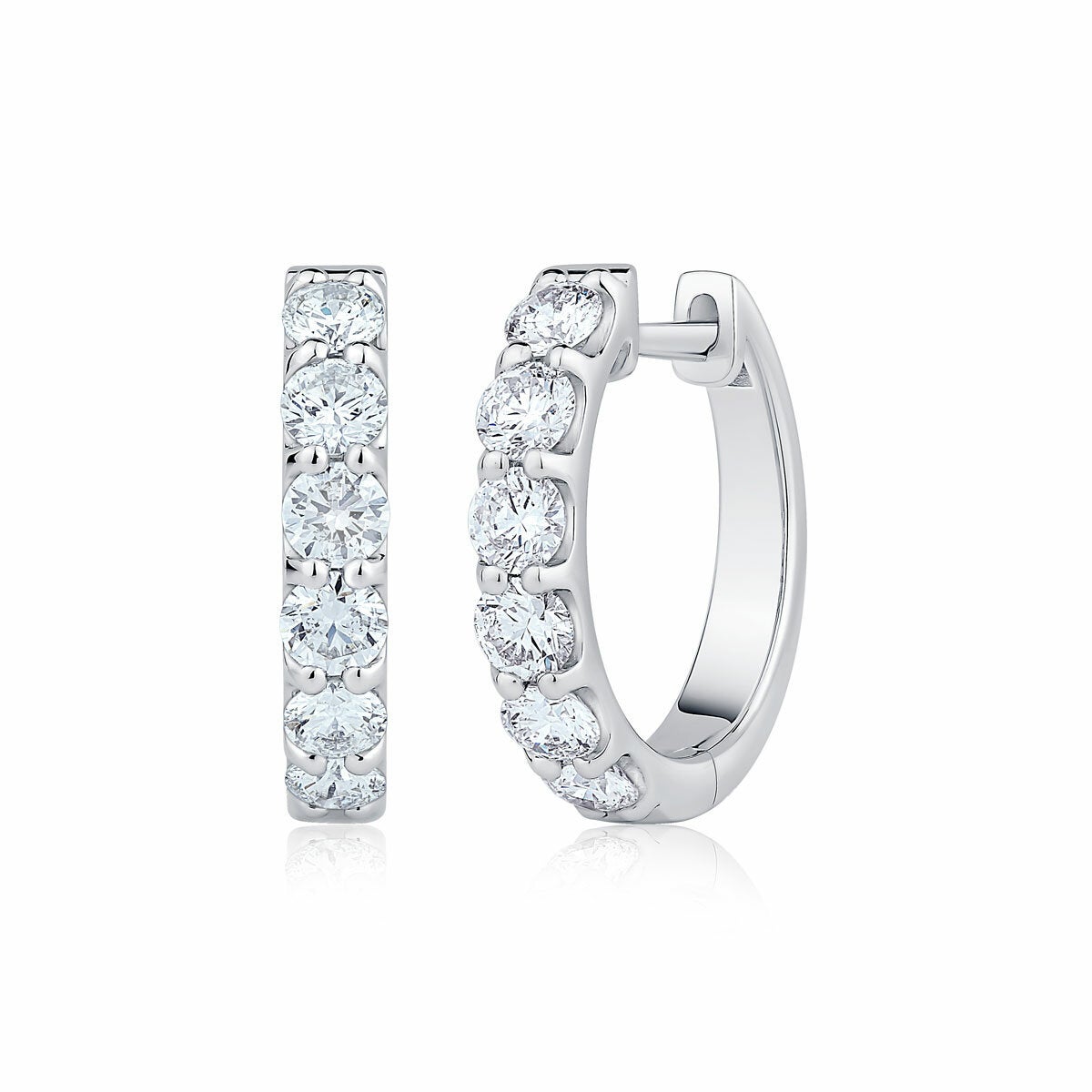 1.00ctw Round Brilliant Cut Diamond Hoop Earrings, 14ct White Gold 1.00ctw Round Brilliant Cut Diamond Hoop Earrings, 14ct White Gold