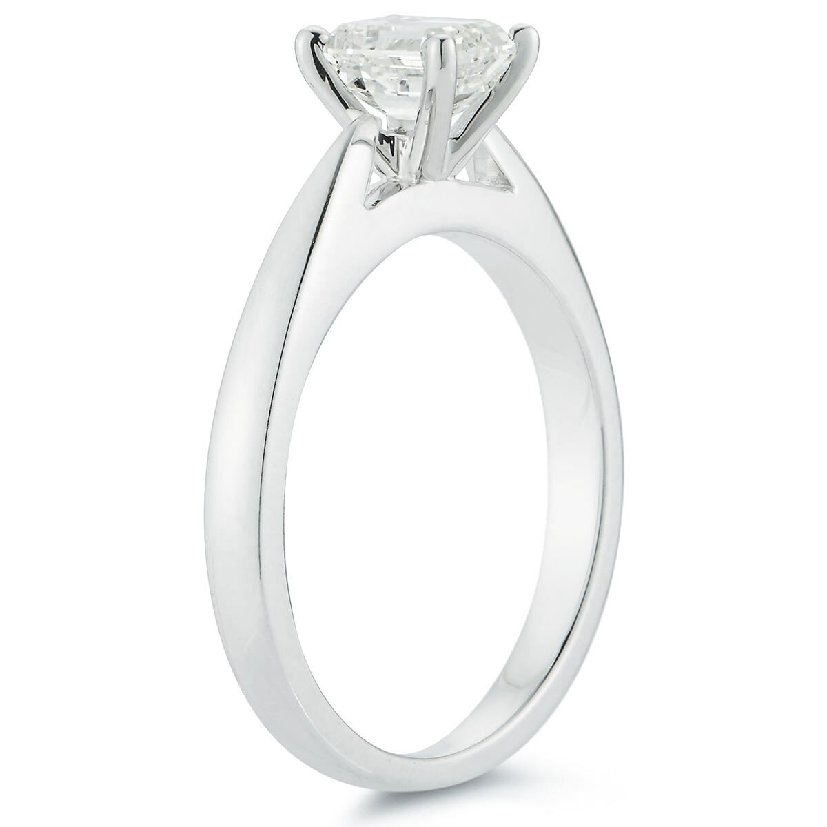 1.0ct Emerald Cut Diamond Solitaire Ring, Platinum