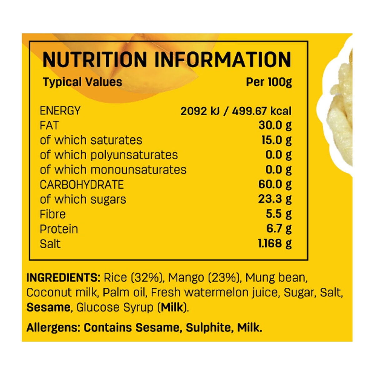 Ingredients and Nutritional Information Ingredients and Nutritional Information