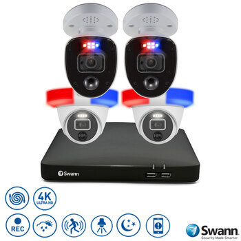 Swann 8 Channel 2TB DVR Recorder with 2 x 4K Ultra HD Enforcer Bullet Cameras & 2 x 4K Ultra HD Enforcer Dome Cameras, SWDVK-856802RL2DE