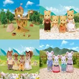 Sylvanian Families Adventure Tree House Gift Set Camping Edition & 3 Family Bundle Sets (3+ Years)
