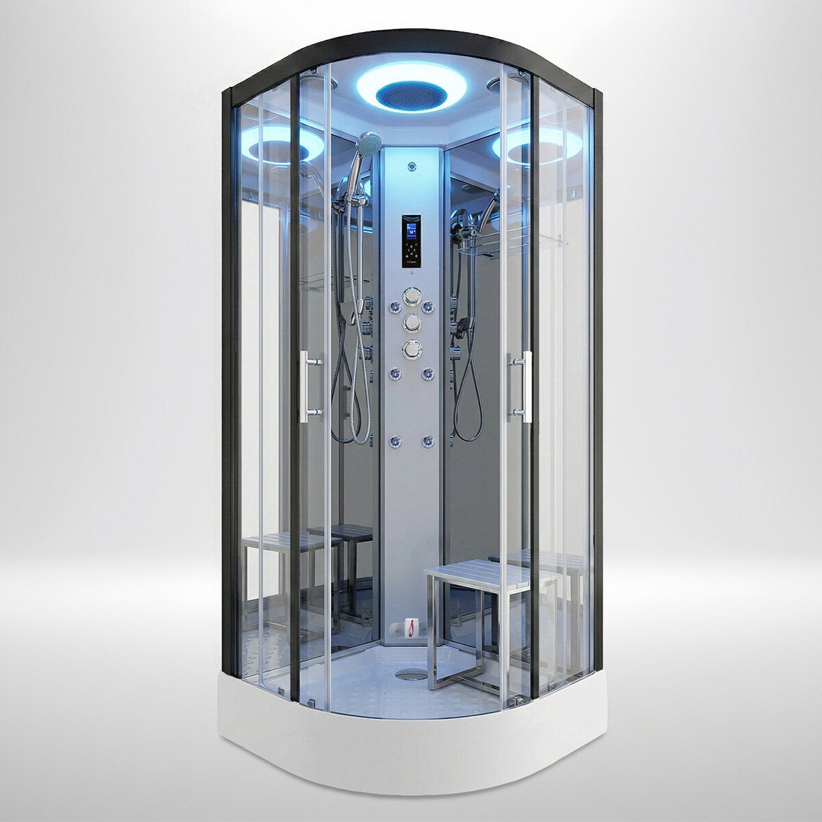 Insignia Diamond 900mm Quadrant Steam Shower with Black Frame