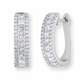 1.52ctw Princess & Round Brilliant Cut Diamond Hoop Earrings, 18ct White Gold