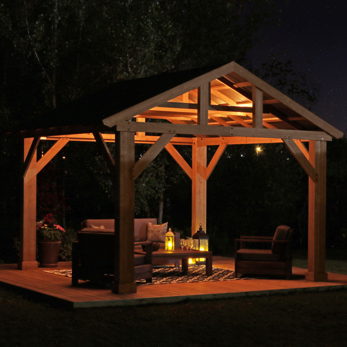 Yardistry 14ft x 12ft (4.3 x 3.7m) Wooden Pavilion  with Aluminium Roof