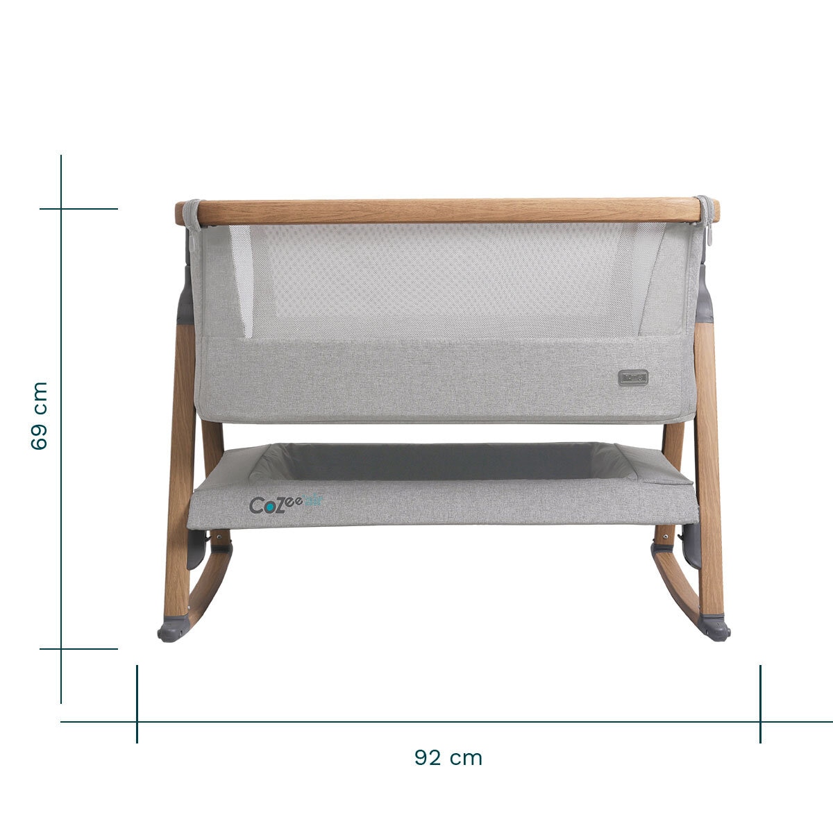 Tutti Bambini CoZee Air Bedside Rocking Crib Oak Silver