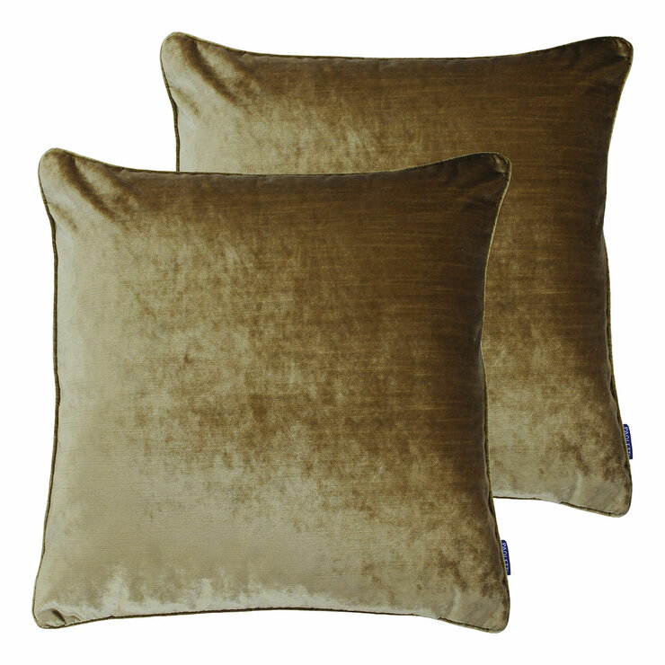 Paoletti Luxe Gold Velvet Feather Fill Cushion 2 Pack, 55 x 55 cm