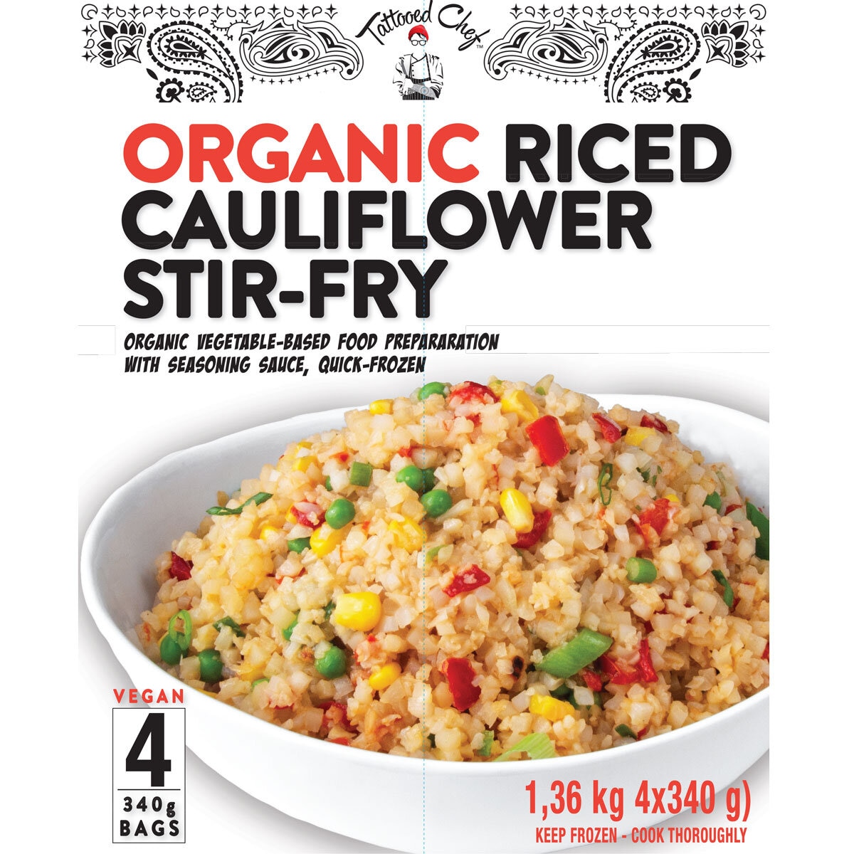 Tattooed Chef Organic Riced Cauliflower Stir-Fry, 4 x 340g