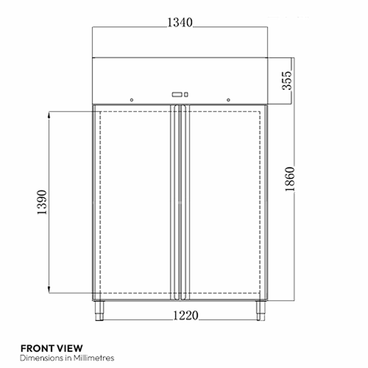 Contender FZU011 Commercial 1200L Double Door Freezer, E Rated in Stainless Steel