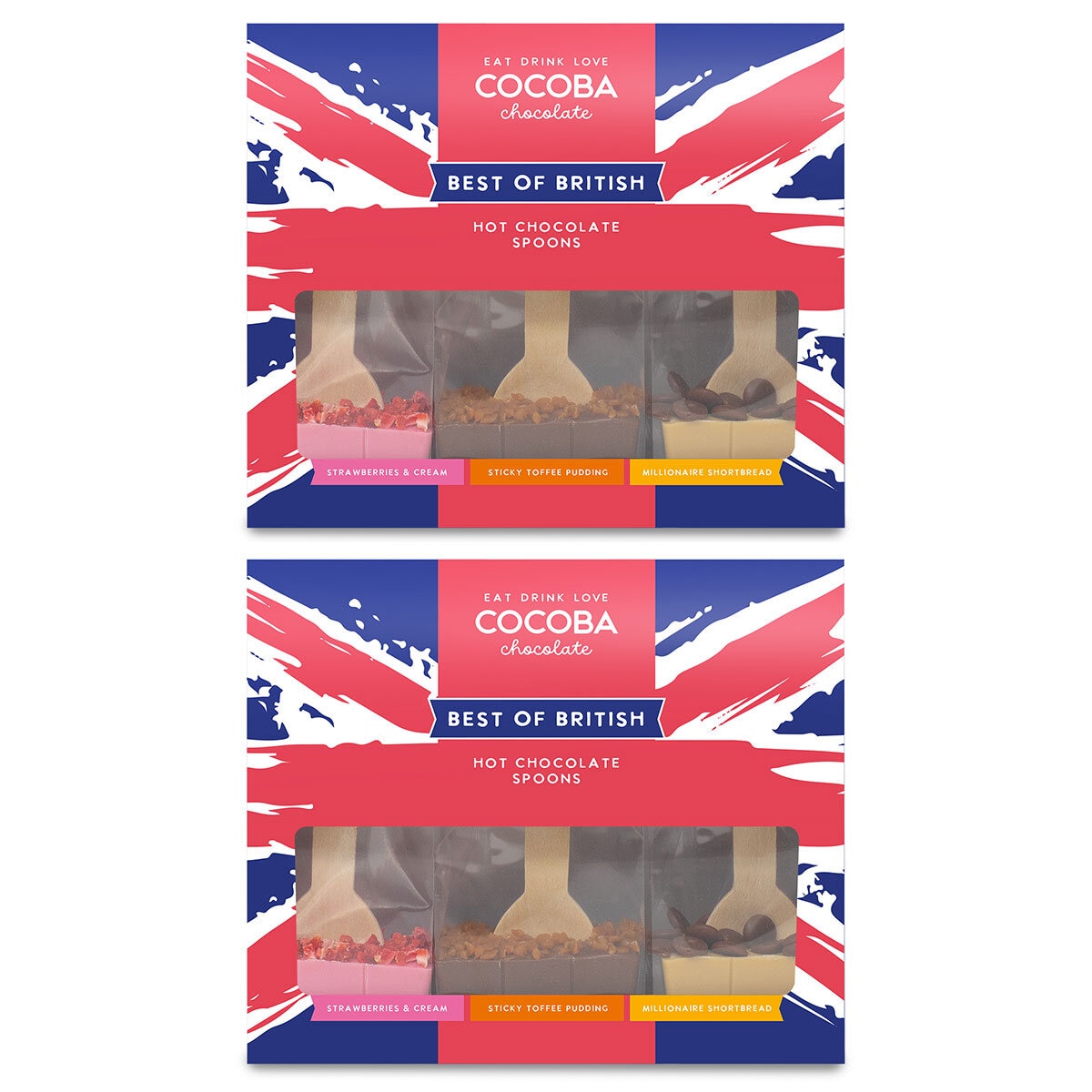 Cocoba Best Of British, Hot Chocolate Spoons, 3 Pack x 2