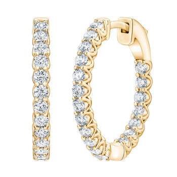 1.00ctw Round Brilliant Cut Diamond Hoop Earrings, 14ct Yellow Gold
