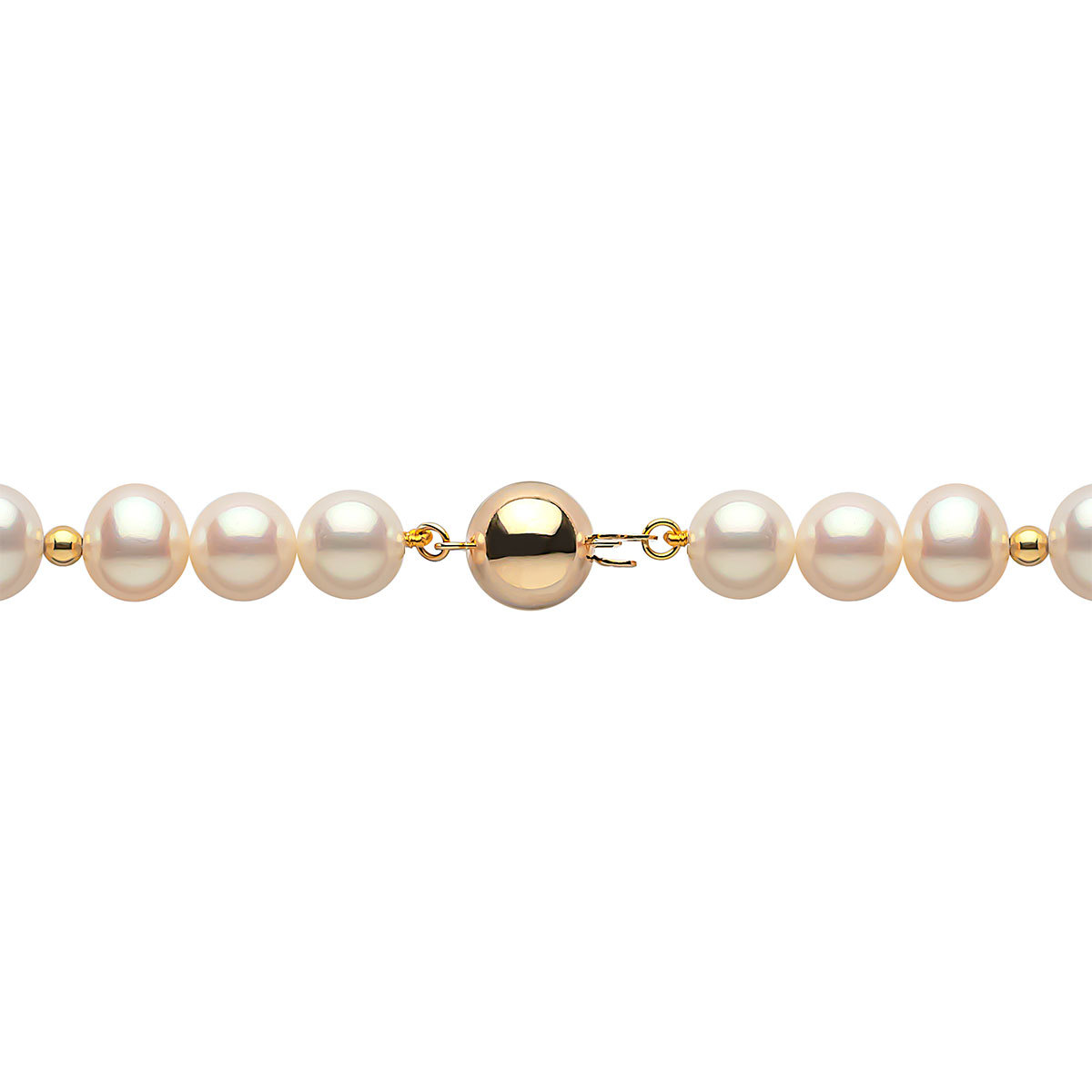 7.5-8mm Cultured Freshwater White Pearl and Gold Bead Bracelet, 18ct Yellow Gold