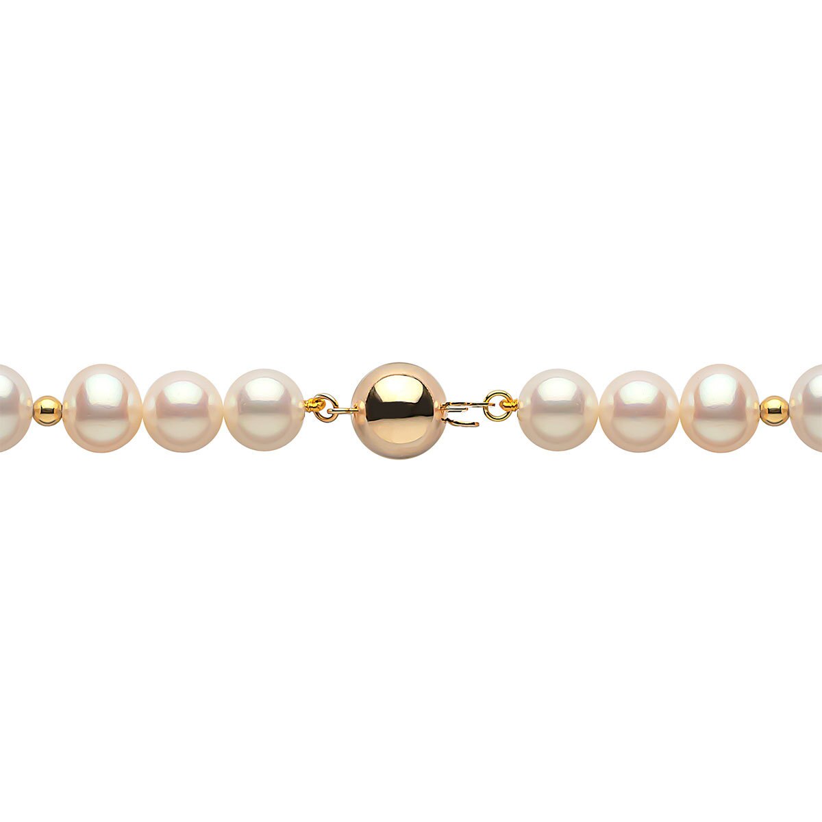 7.58mm Cultured Freshwater White Pearl and Gold Bead Bracelet, 18ct