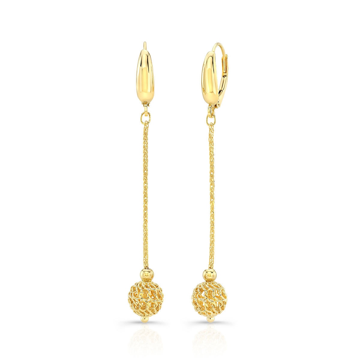 Costco.co.uk | 18ct Yellow Gold Dangle Ball Earrings | Co...