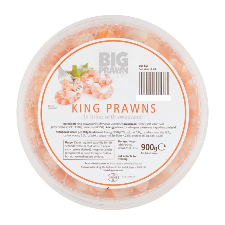 Prawns in Tub with label Prawns in Tub with label