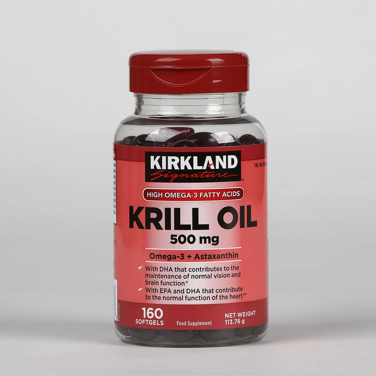 Kirkland Signature Krill Oil 500mg, 160 Capsules (80 Days Supply)