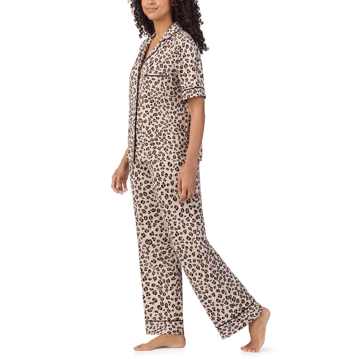 DKNY Ladies Notch Collar 3 Piece PJ Set in Cheetah
